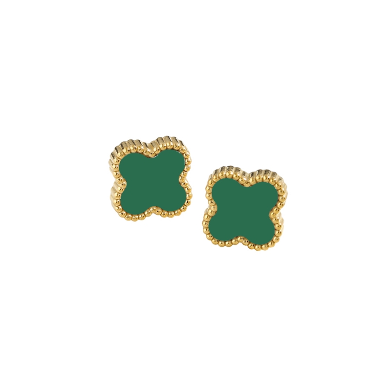 Green Clover Stud Earrings in 18K Gold Plate
