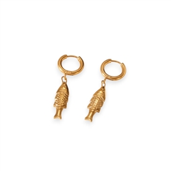 Fish Pendant Earring in 18kt Gold Plate