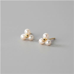triple pearl stud earring