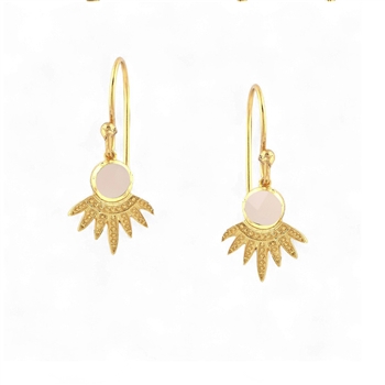 Splay Earring in 18kt Gold Plate & Pink Chalcedony