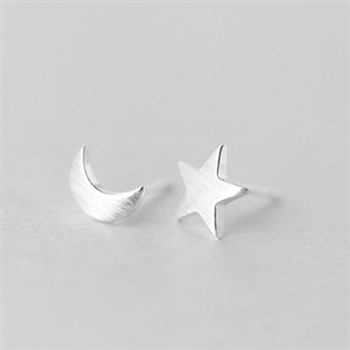 Silver Moon and Star Earrings