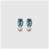 Aqua Gem and Pearl Earrings