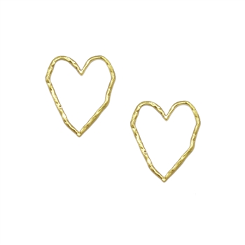 Irregular Heart Silhouette Earrings in Hammered Matt Gold - EAS67G