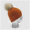 Cashmere Blend Faux Fur Pom-Pom Bobble Hat in Ginger - HTN01G