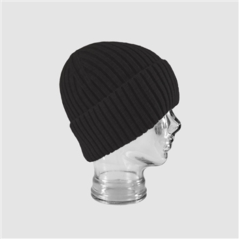 Ribbed Cashmere Blend Beanie Hat in Black - HTN02B