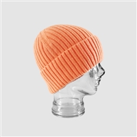 Ribbed Cashmere Blend Beanie Hat in Orange - HTN02O