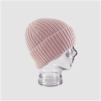 Ribbed Cashmere Blend Beanie Hat in Soft Pink - HTN02S