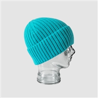 Ribbed Cashmere Blend Beanie Hat in Turquoise - HTN02T