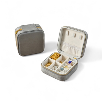 Velvet Squared Travel Box in Grey
