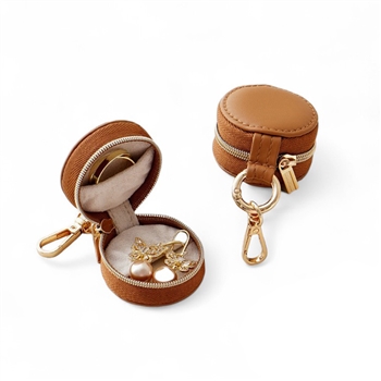 Mini Bag Charm Jewellery Case in Tan