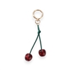 Double Cherry Bag Charm In Red, Green & Gold