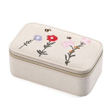 Flower Embroidered Jewellery Case in Multi