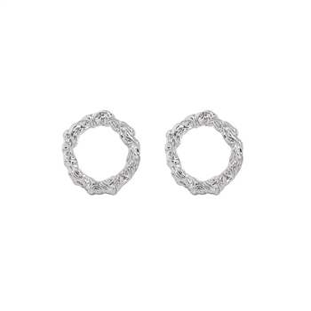 Silver Textured Hoop Earring