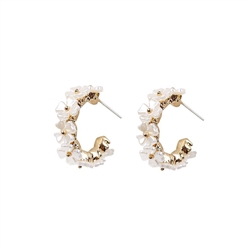 Gold Pearlescent Daisy Hoop Earring