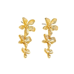 Gold Etched Flower Earrings