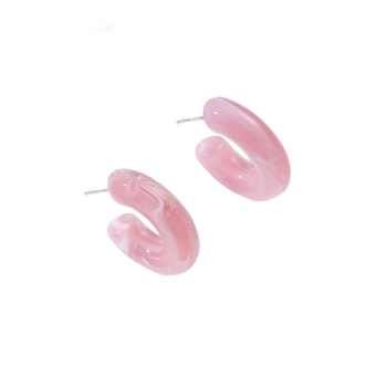 Pink Marble Hoop Earrings