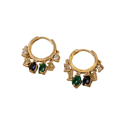 Multi Gem Hoop Earrings