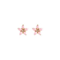 Pink Little Flower Earrings in 18K Gold Plate