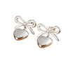 Heart Pendant Bow Earring in Silver