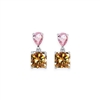 Orange and Pink Teardrop and Square Gem Drop Earring