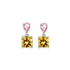 Yellow  and Pink Teardrop and Square Gem Drop Earring