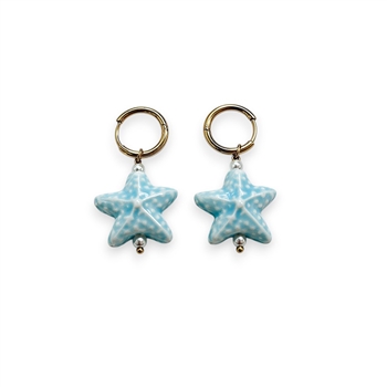 Starfish and Pearl Drop Huggie