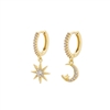 Cubic Zirconia Star and Moon Earrings