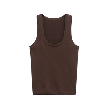 Fine Knit Vest Top in Chocolate Brown