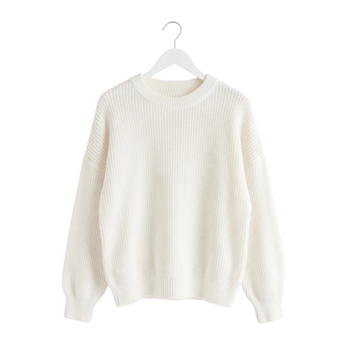 Balloon Sleeve Knit Jumper in Cream