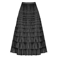 Maxi Tiered Frilled Skirt in Black