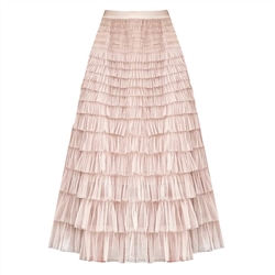 Maxi Tiered Frilled Skirt in Dusk Pink