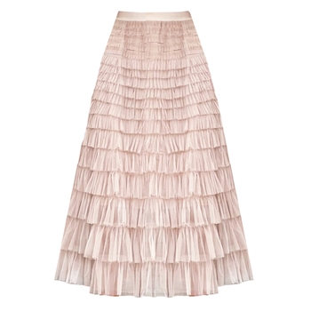 Maxi Tiered Frilled Skirt in Dusk Pink