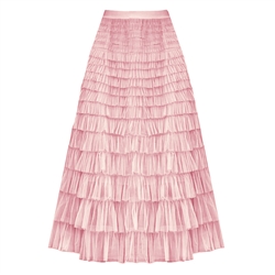 Maxi Tiered Frilled Skirt in Pink
