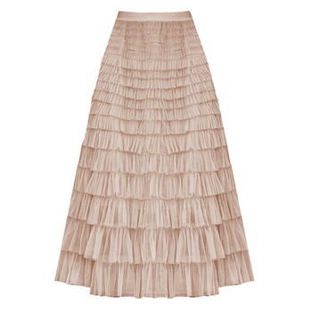 Maxi Tiered Frilled Skirt in Stone