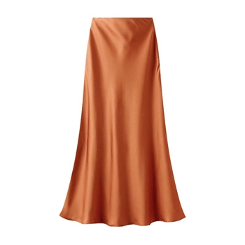 Burnt Orange Satin Slip Skirt