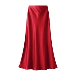 Red Satin Slip Skirt