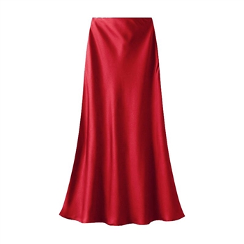 Red Satin Slip Skirt