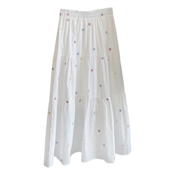 Embroidered Flower Skirt in White