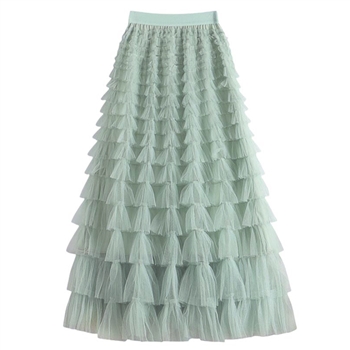 Tiered Ruffle Skirt in Pistachio Green