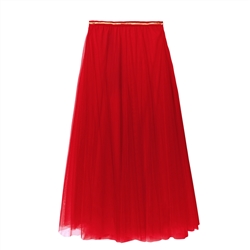 Fire Red Tulle Layer Skirt
