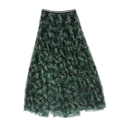 Green Camo Print Tulle Layer Skirt