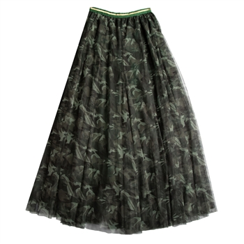 Khaki Camo Print Tulle Layer Skirt