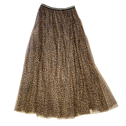 Brown Small Leopard Print Tulle Layer Skirt