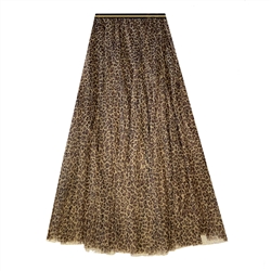 Brown Small Leopard Print Tulle Layer Skirt