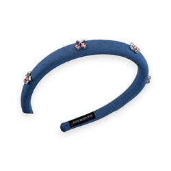 Light Denim Hairband With Pink Cherry Detail