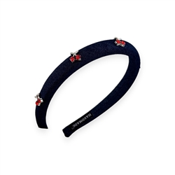 Dark Denim Hairband With Red Cherry Detail