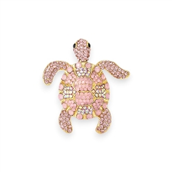 Articulated Tortoise Brooch in Pink & Gold