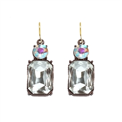 Clear and Aurora Gem with Crystal Earrings