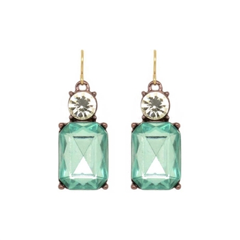 Green Gem with Crystal Earrings