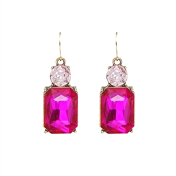 Hot Pink Twin Gem Earrings